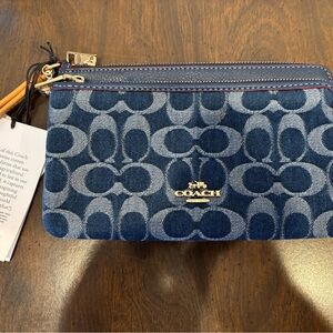 ❌SOLD❌ Coach Denim Double Zip Wristlet